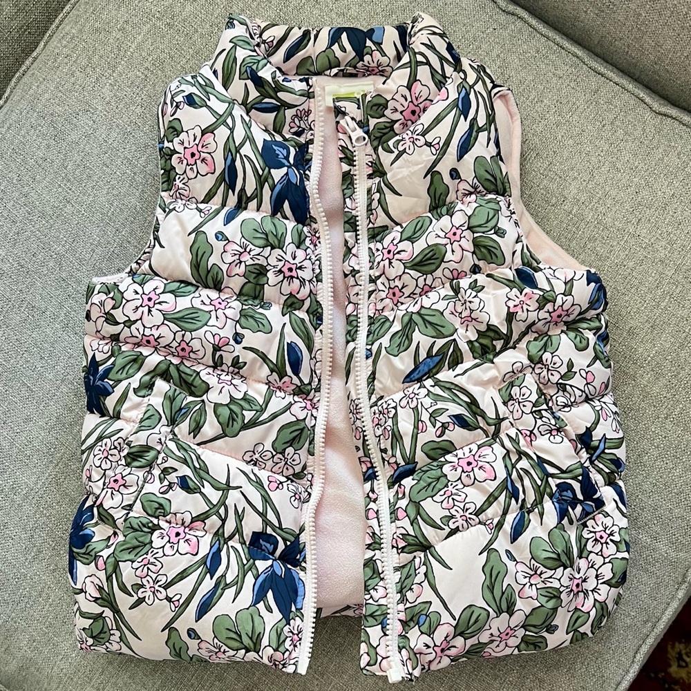 EUC New Girls Crazy 8 Pink Floral Vest Sz 7